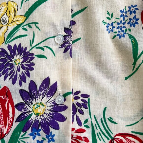 Vintage Semi Sheer All Over Floral Print Blouse USA S - Picture 6 of 6